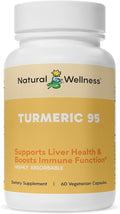 Natural Wellness Turmeric 95 with BioPerine® – 95% Curcuminoids – High Absorption Turmeric Supplement for Joint Health Immune Support &amp Liver Detox – Vegan Non-GMO 60 Capsules