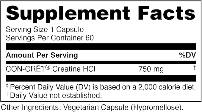 Bucked Up Babe Creatine Creatine HCL Capsules for Women 750mg Serving - 60 Servings (60 Capsules)