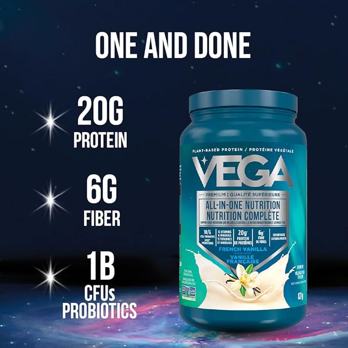 Vega Organic All-in-One Vegan Protein Powder French Vanilla -Superfood Ingredients Vitamins for Immunity Support Keto Friendly Pea Protein for Women &amp Men 1.5 lbs (Pack of 1)
