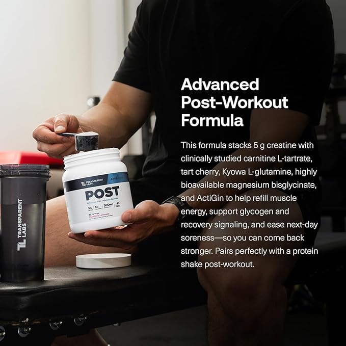 Transparent Labs Post - Post-Workout Recovery Muscle Builder with L-Glutamine Beta-Alanine and BetaPure Betaine Anhydrous for Muscle Recovery and Muscle Building - 30 Servings Strawberry Lemonade