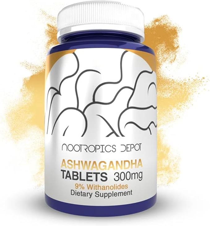 Nootropics Depot Ashwagandha Extract Tablets | 300mg | 180 Count | Minimum 9% Withanolides | May Help Support Healthy Stress Levels | May Help Support Energy &amp Focus