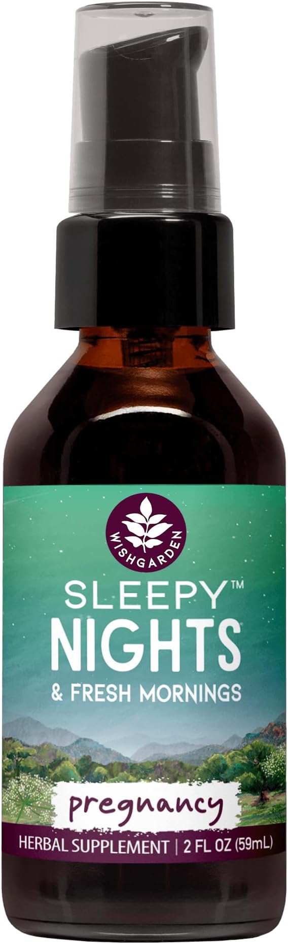 WishGarden Herbs Sleepy Nights for Pregnancy - Plant-Based Herbal Sleep Aid Safe for Pregnant Moms Organic Sleep Tincture with Chamomile &amp Scullcap Supports Restful Sleep Without Melatonin 2oz