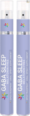 Melatonin Free GABA Sleep Support Spray Supplement 2 Pack -Vegan Natural &amp Effective Oral Spray with GABA L-Theanine 5 HTP &amp Herbal Blend. Non-GMO No Melatonin 60 Day Supply