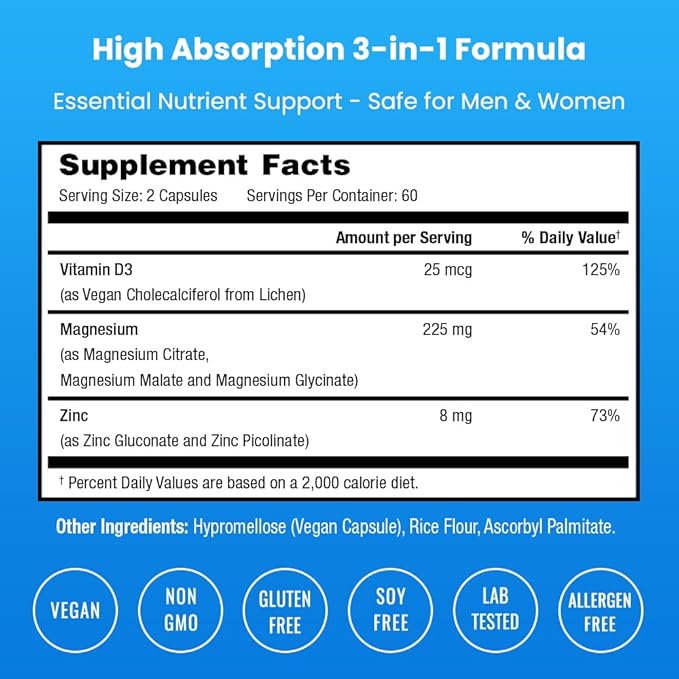 NutraChamps Complete Bone &amp Metabolic Support : Magnesium Zinc D3 &amp Berberine Duo