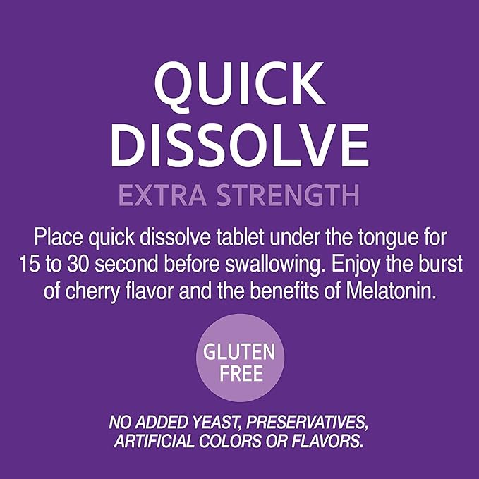 21st Century Melatonin Quick Dissolve Tablets Cherry 10 mg 120 Count (pack of 4)
