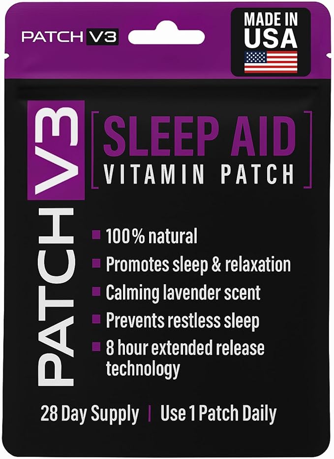 Melatonin Sleep Patches - Sleep Aid Vitiman Patches Calming Lavender with Magnesium Valerian Root Supplement - Natural Vegan Formula