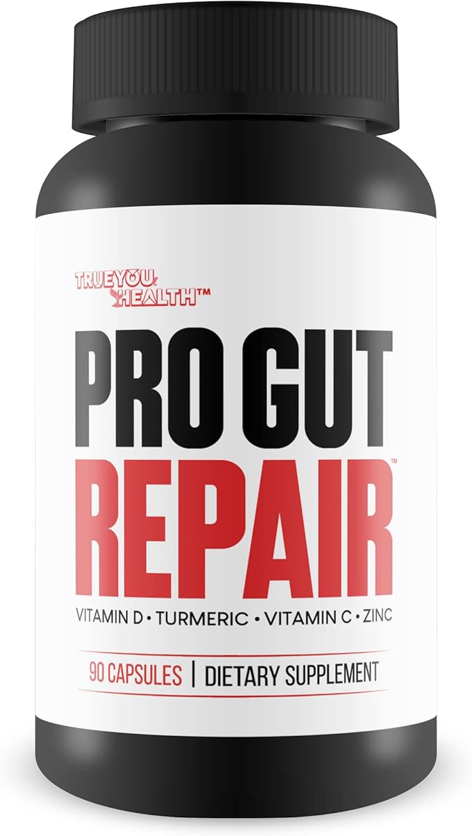 Pro Gut Repair - Leaky Gut Repair Supplements - High Fiber Natural Formula w/Vitamin C &amp Vitamin D - Turmeric - Zinc Gut Lining Repair Support - Promote Digestive Health