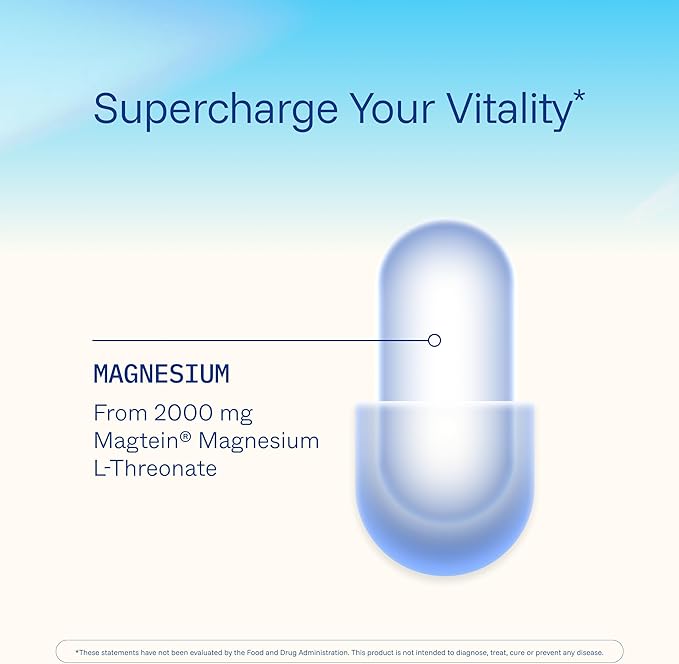 Magnesium L-Threonate Supplement (Magtein) 90 Capsules | Clinically Supported for Brain Health | Optimize Learning Memory &amp Focus | 3rd Party Tested