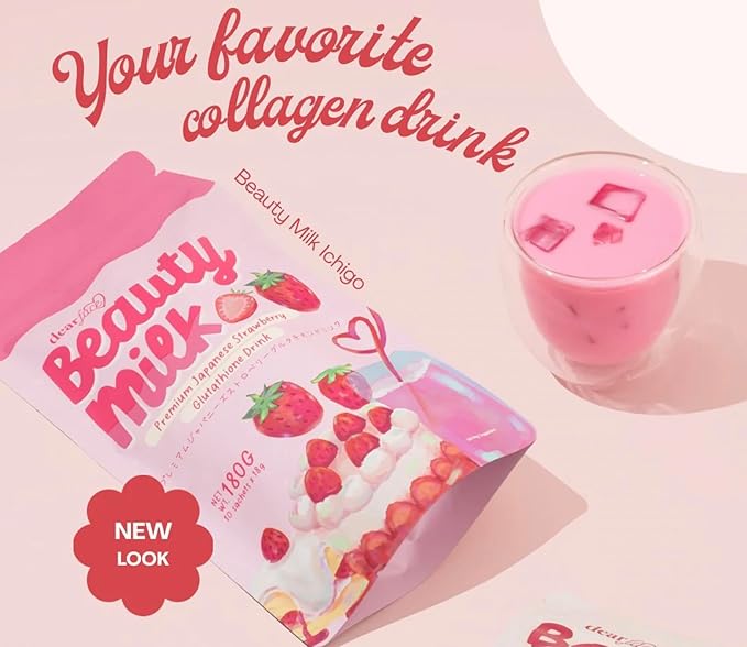 Dear Face Beauty Milk Strawberry Glutathione Drink 180g