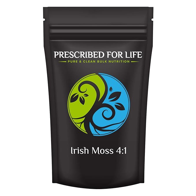 Prescribed For Life Irish Sea Moss Powder 4:1 | Natural Carrageen Algae Extract Powder | Gluten Free Vegan Non-GMO No Fillers | Naturally Rich in Iodine &amp Omega-3 Fatty Acids (2 kg / 4.4 lb)