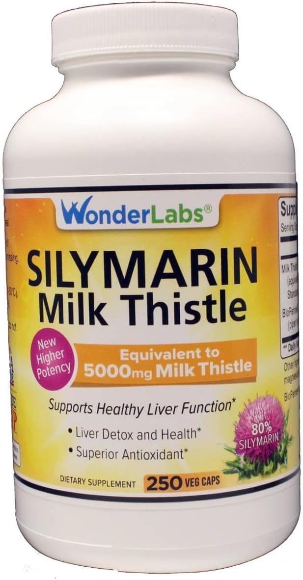 Wonder Labs Silymarin Milk Thistle Supports Healthy Liver Detox - 250 Capsules