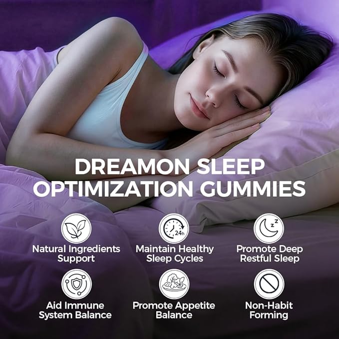 DreamOn Sleep Optimization Gummies for Adult with Reishi Cordyceps Lions Mane Turkey Tail L-Theanine Magnesium &amp 2.5mg Melatonin for Sleep Support 60 Gummies