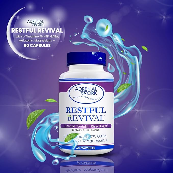 Relax with Restorative Sleep Capsules - L Theanine 400mg GABA 5 HTP L Tryptophan Magnesium for Sleep &amp Mood Support Supplement Natural Sleep Aids for Adults 60 Organic Capsules