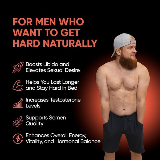 Hard Supplement for Men - Black Maca &amp Ashwagandha Root - Natural Performance Support - Enhances Energy Vitality Hormonal Balance - (60 Capsules/Pouch)