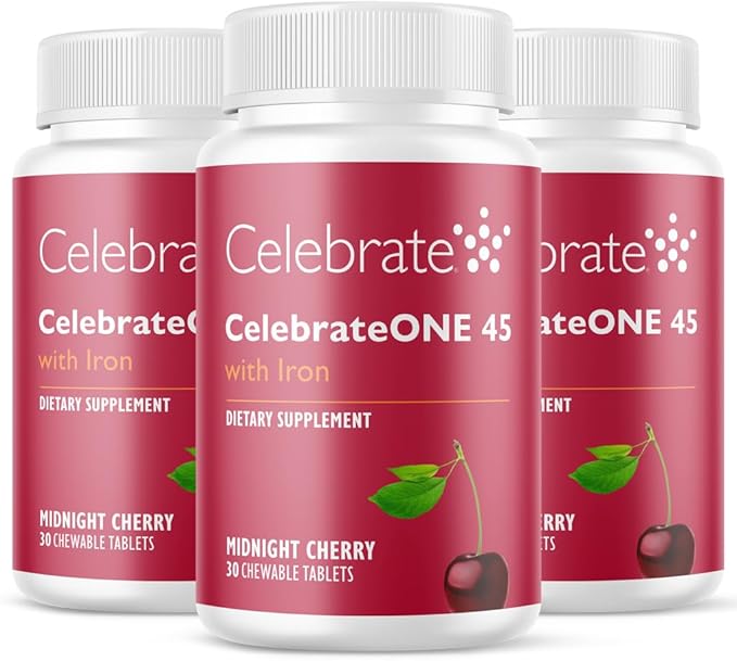 Celebrate Vitamins CelebrateONE 45 Chewables 45mg Iron - Once Daily Bariatric Multivitamin Essential Vitamins &amp Minerals - Gastric Bypass &amp Sleeve Gastrectomy Supplement - Cherry (90 Tablets