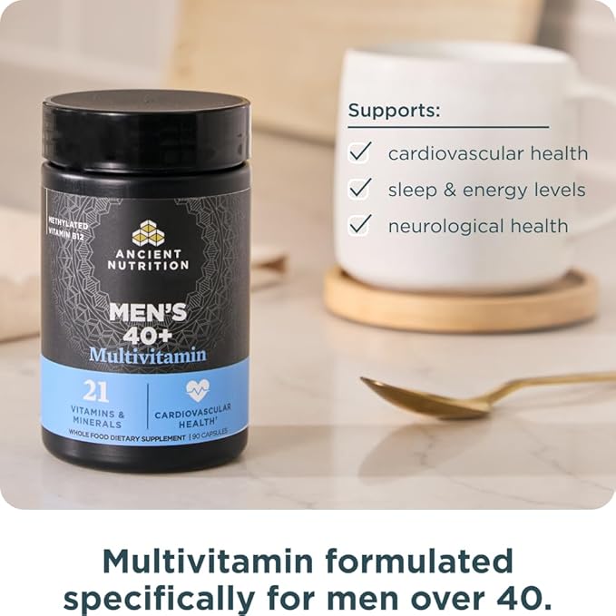 Ancient Nutrition Multivitamin for Men Multi Men's 40+ Once Daily Vitamin Supplement Magnesium Methylated Vitamin A B and K2 Supports Immune System 90 Ct