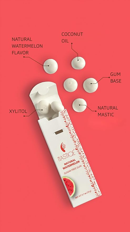 Mastiqe Sugar Free Hard Chewing Gum with Natural Mastic (Watermelon)