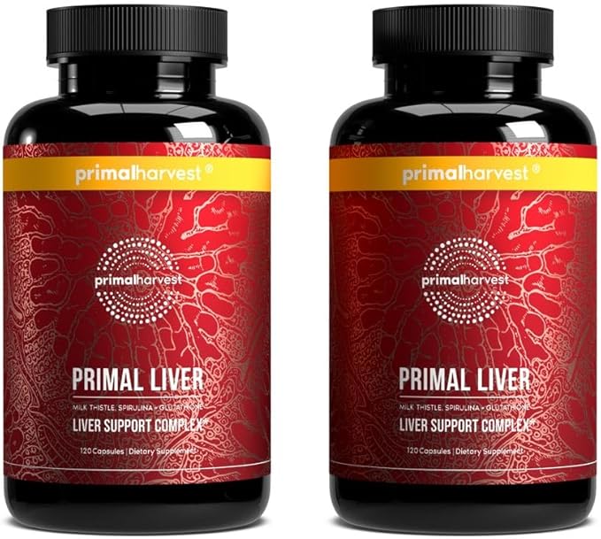 Primal Harvest Primal Liver Supplement with Alpha-Lipoic Acid L-Cysteine HCL L-Glutathione Milk Thistle and Spirulina for Men and Women (2 Pack (240 Capsules))