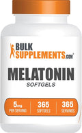 BulkSupplements.com Melatonin 5 mg Softgels – Sleep Supplement for Adults 5 mg per Serving Gluten Free 1 Softgel per Serving 365 Count (Pack of 1)