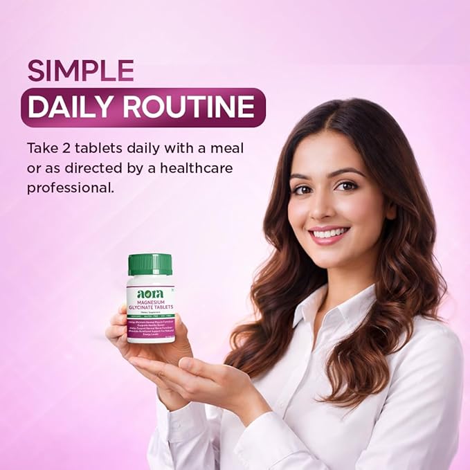 AORA Magnesium Glycinate Tablets | High Absorption Magnesium Supplement for Muscle Nerve &amp Sleep Support | Energy Bone &amp Heart Health | Non-GMO Gluten-Free Soy-Free | Men &amp Women | 60