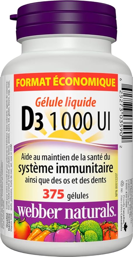 Webber Naturals Vitamin D3 1000 IU 375 Softgels