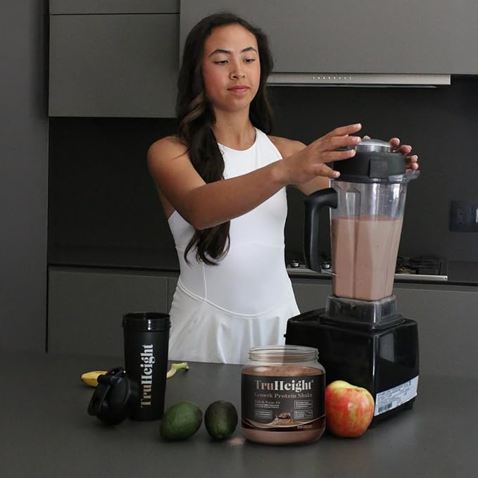 TruHeight Growth Protein Shake (Chocolate Milk Flavor Whey) Tall Nutrition for Natural Growth &amp Development - Protein Powder for Kids &amp Teens Weight Gain Drinks - Picky Eater Vitamin Taller