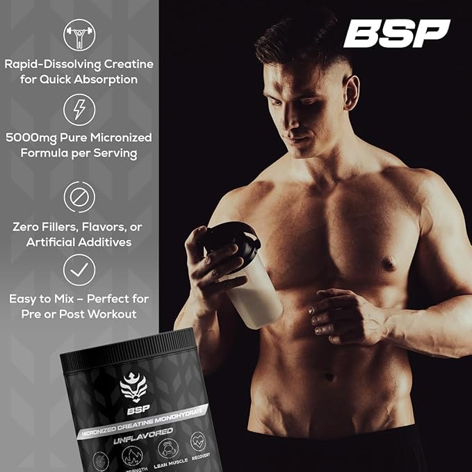 Benavidez Micronized Creatine Monohydrate Powder – 5000mg Pure Unflavored Creatine Supplement for Muscle Strength Performance &amp Recovery – Non-GMO Gluten-Free Made in USA – 100 Servings