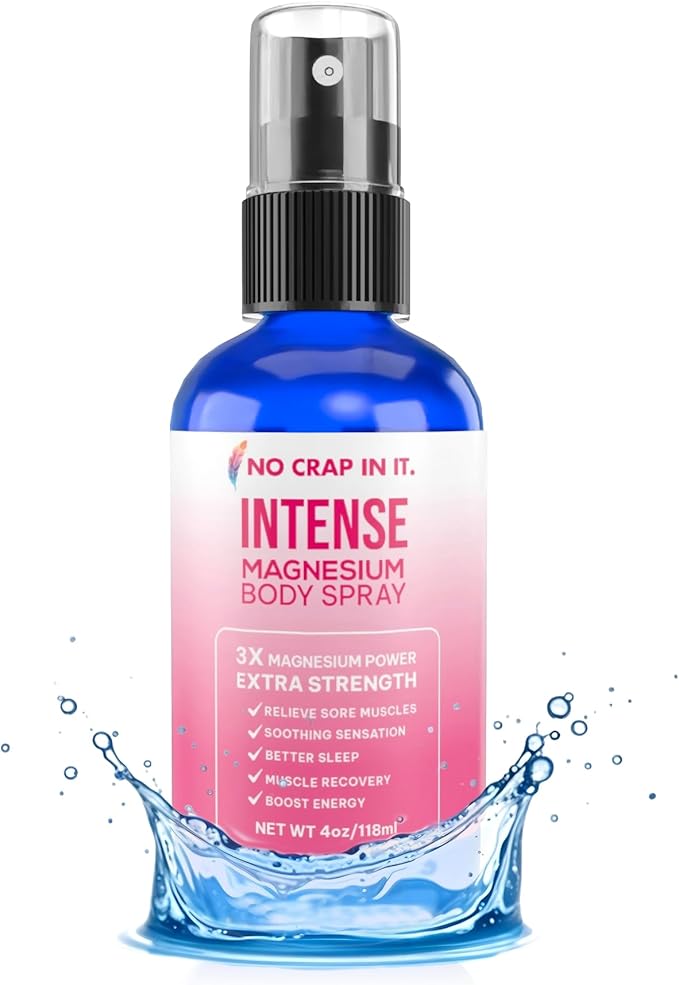 Intense Magnesium Spray Triple Magnesium Power: All Natural Magnesium Chloride Glycinate Sulfate -4oz