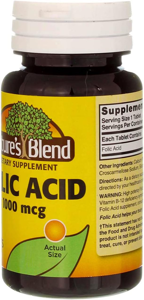 Nature`s Blend Folic Acid 1000mcg Tablets 100 Count (5 Pack)