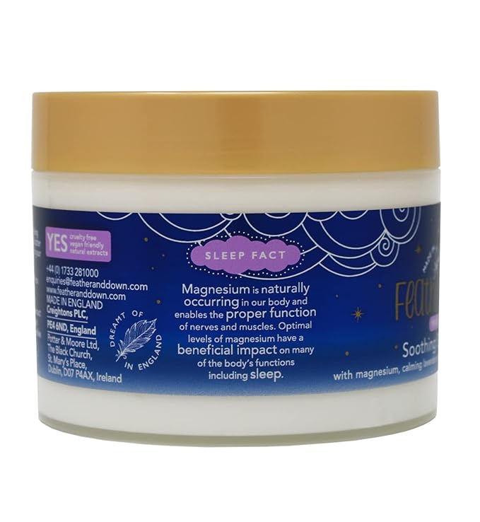 Feather &amp Down 300ml Magnesium Soothing Sleep Butter Enriched with Magnesium Calming Lavender &amp Chamomile Essential Oils to aid Sleep Vegan &amp Cruelty Free