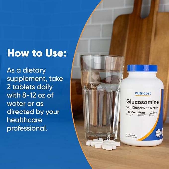 Nutricost Glucosamine 1800mg with Chondroitin &amp MSM 240 Tablets 120 Servings - Non-GMO Gluten Free
