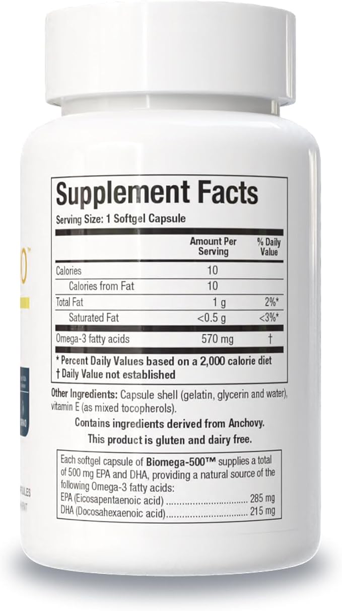 Biotics Research Biomega 500 Omega 3 Fish Oil Supplement Highly Concentrated Fish Oil with EPA/DHA Omega 3 Fatty acids Supports Immune and Cardiovascular 90 Softgel Capsules