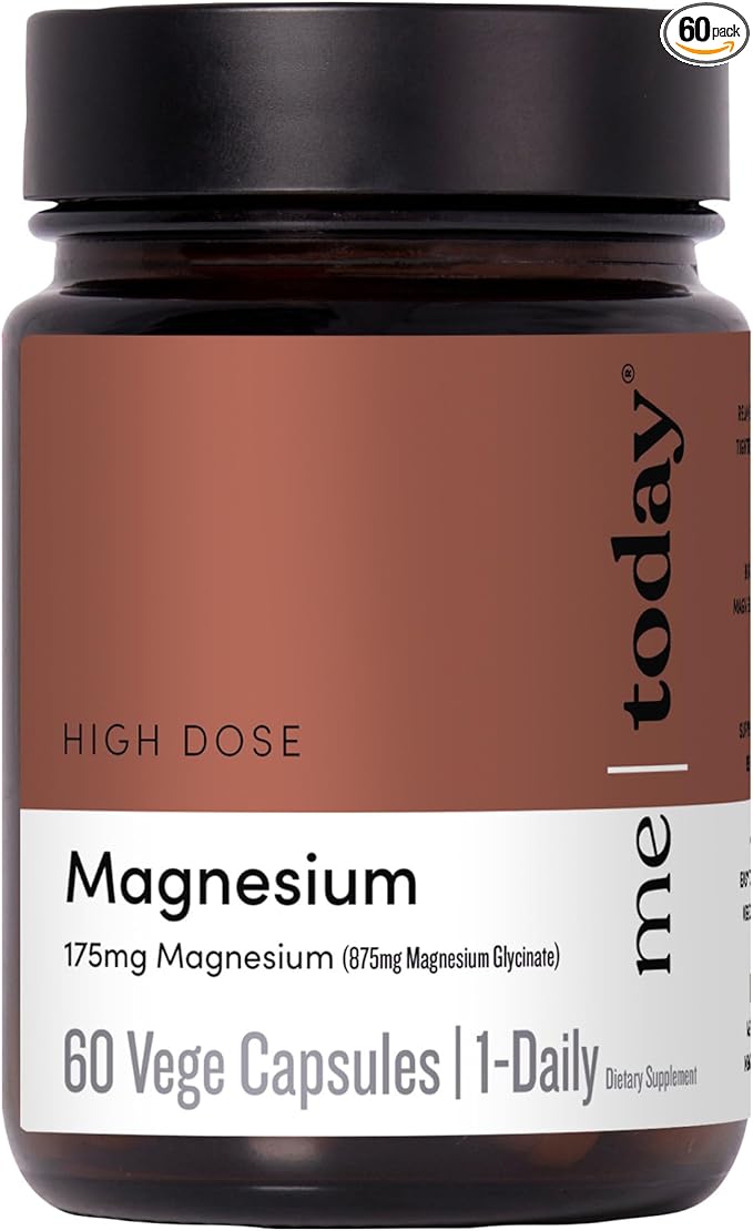Me Today Magnesium Glycinate Supplement – 175mg High Absorption Magnesium Glycinate Capsule for Muscle Recovery Nervous System Support Sleep &amp Relaxation – Vegan Non-GMO 60 Servings.