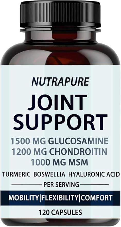 Nutrapure Joint Support - Glucosamine Chondroitin MSM Hyaluronic Acid &amp Bamboo Extract Maintaining Joint Health - 120 Capsules