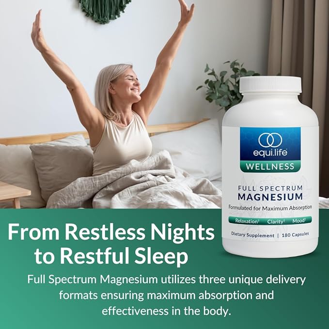Equilife Full Spectrum Magnesium Supplement Magnesium Glycinate Citrate &amp Malate Bioavailable Mineral Blend Dairy Soy &amp Gluten Free Vegan Non GMO 180 Capsules