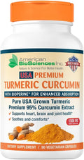 Pure USA Grown Premium Turmeric Curcumin with BioPerine 1500mg - 95% Standardized Curcuminoids &amp Black Pepper Extract for Enhanced Absorption - Natural Joint Support - 90 Capsules