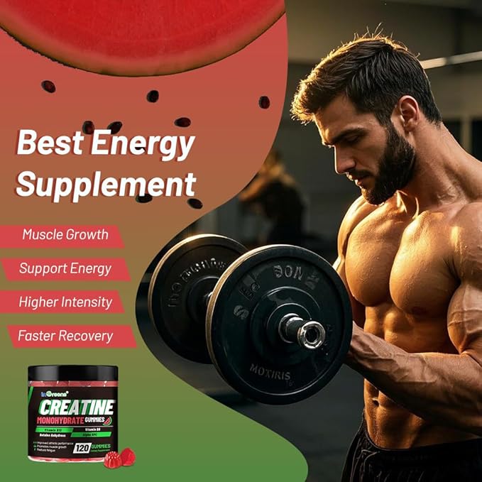 Creatine Monohydrate Gummies 6g for Men &amp Women Sugar-Free Creatine Chewables with Betaine Alpha GPC Vitamin B6 &amp B12 Natural Berry Flavor Gluten-Free 120 Count