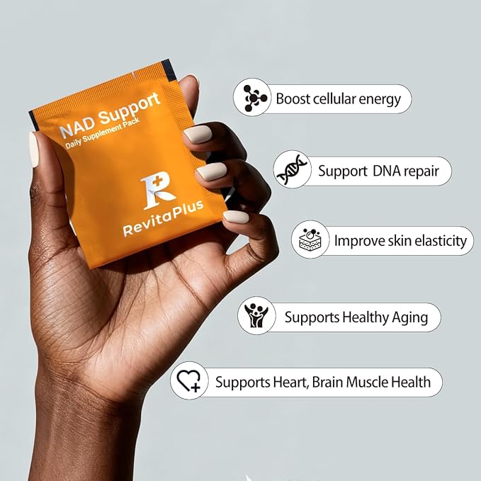 NAD Supplement with Resveratrol PQQCa-AKGNicotinamideGreen Tea Advanced NAD+ Supplement Daily Pack Support Healthy MitochondriaHealthy Aging and Cellular Energy for Women &amp Men 30 Packs