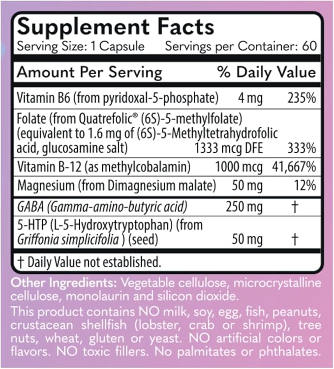 MD Logic Health Good Mood Vitamin B6 B12 Folate GABA 5-HTP Magnesium - Daily Dose of Zen - Perfect for Everyday Balance and Travel - Made in New York