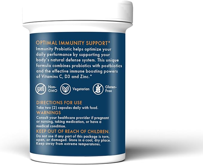 BIOHM Immunity Probiotic with Vitamin C D3 &amp Zinc 1 Billion CFU (60 Capsules) Daily Probiotics for Women &amp Men Digestive Health &amp Immune Support Vegan Gluten-Free and Non-GMO