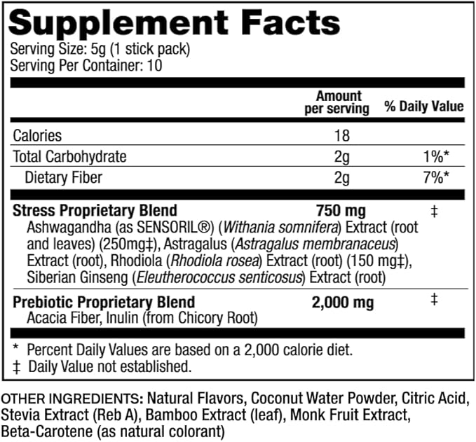 Stress Support Calm Drink Mix Supplement to Help Energy Mood &amp Balance Cortisol Levels Relaxation Natural Adaptogenic Herbal Calm Powder Mix 10 Pack
