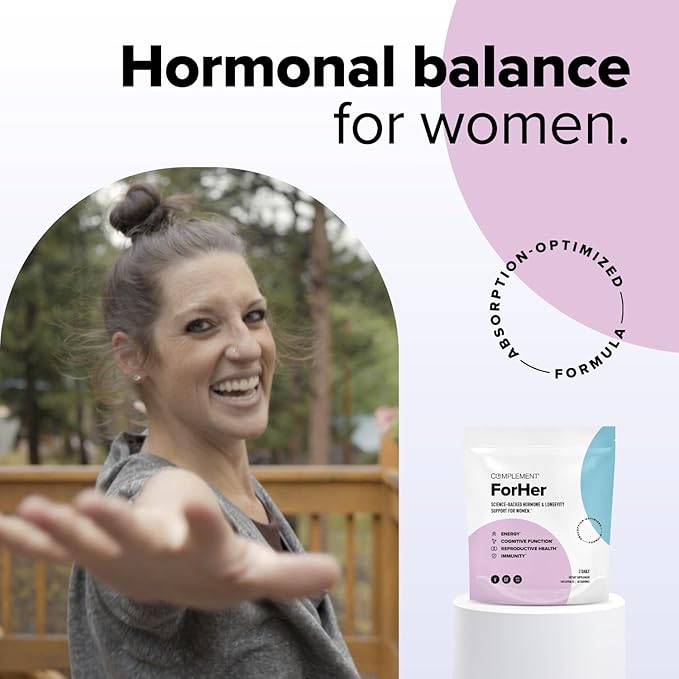 Complement ForHer Multivitamin - Hormone Balance for Women (60 Servings) Inositol Supplement Longevity Support- B9 Iron - 120 Capsules