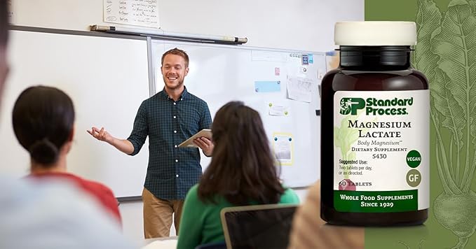 Standard Process Magnesium Lactate - Energy Support Supplement - Aids Healthy Bones &amp Muscle Relaxation - Helps Maintain Heart Health - Vegan &amp Gluten-Free - 60 Tablets (30 Servings)