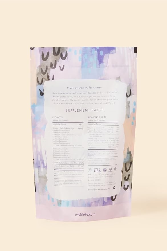 Binto 3-in-1 Glow Getter Daily Women's Probiotic &amp Multivitamin - Designed to Support Hormonal Mood and Gut Balance