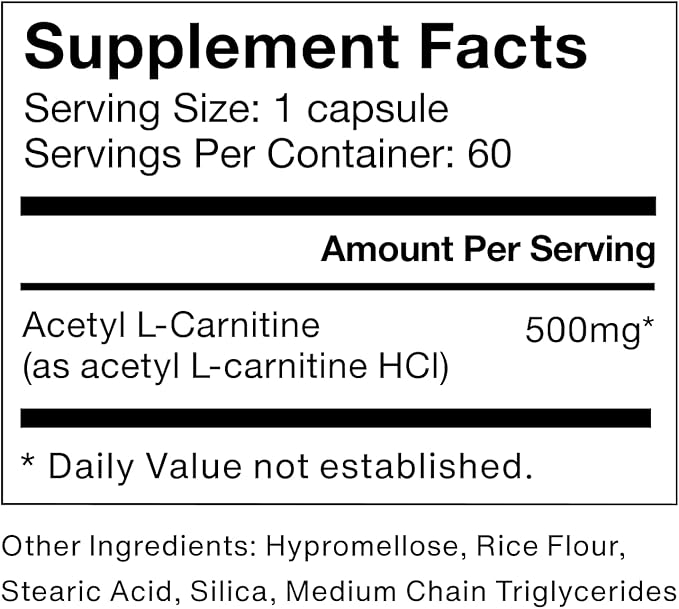 Momentous Acetyl L-Carnitine Brain Function &amp Cognitive Support Supplement Boosts Mental Clarity &amp Energy Production NSF Certified for Sport 500 mg 60 Servings