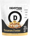 Devotion Nutrition Protein Powder Bananas Foster – 20g Whey Isolate &amp Casein Protein Blend – No Added Sugar Low Carb Gluten-Free Keto-Friendly 1g MCT Kosher – 2lb Pouch