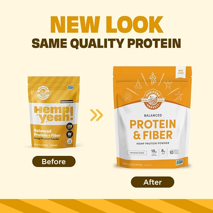 Manitoba Harvest Hemp Yeah Balanced Protein and Fiber Powder Unsweetened Keto Friendly Preservative Free Non GMO 32 Ounce (Pack of 1) Packaging May Vary