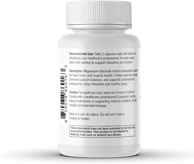 Magnesium Glycinate 150 mg – High‑Absorption Magnesium for Heart Bone &amp Muscle Health – Supports Leg Cramps &amp Cardiovascular Function – Gentle on Stomach Vegan (2-Pack)