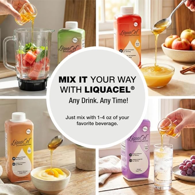 LiquaCel Concentrated Liquid Protein Grape Flavor Ready-to-Drink 16g Hydrolyzed Collagen Protein and 2.5g Arginine Per 1oz Serving Sugar &amp Gluten Free 32 fl oz Bottle