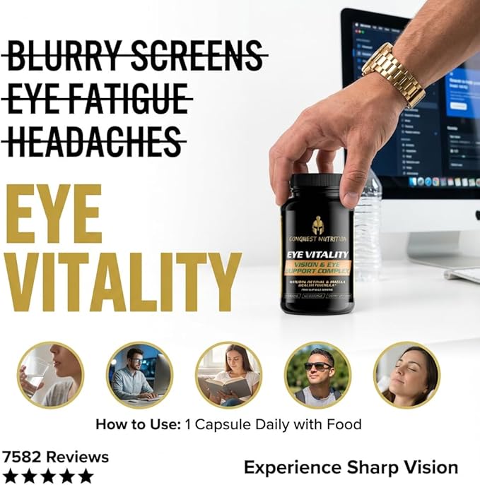 Eye Vitality Vision &amp Eye Support Enhance Eye Health Bilberry Lutein Zeaxanthin. 60 Veggie Caps